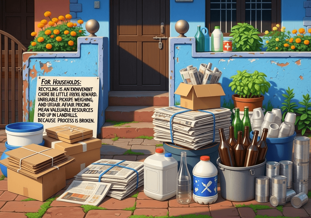 A person sorting household waste for recycling